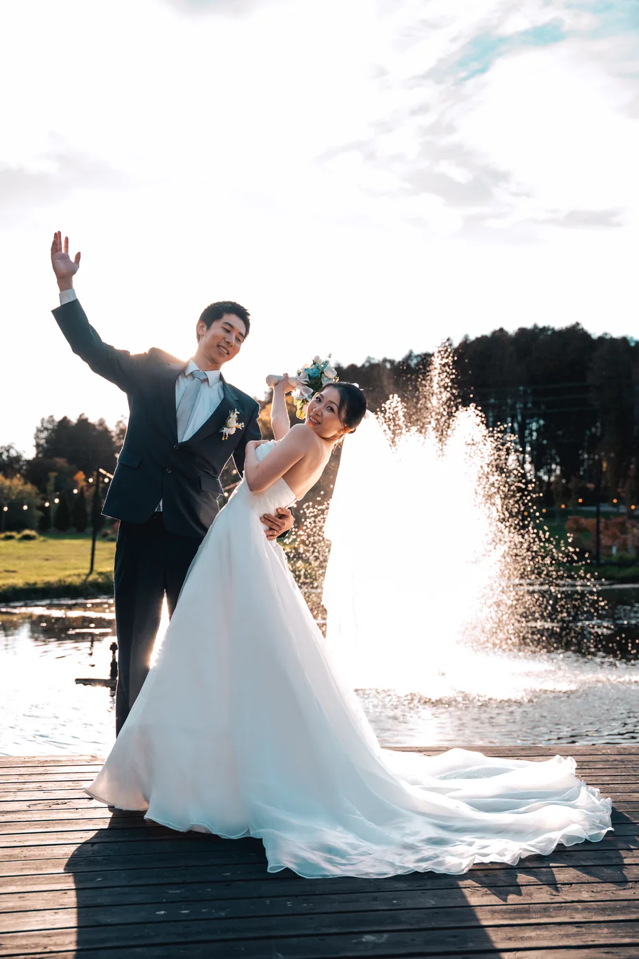 Silvia and Jerry fountain portrait photographed by SA Production Media