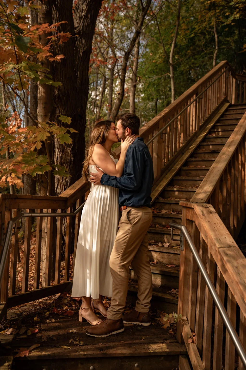 Engaged couple during a fall portrait session