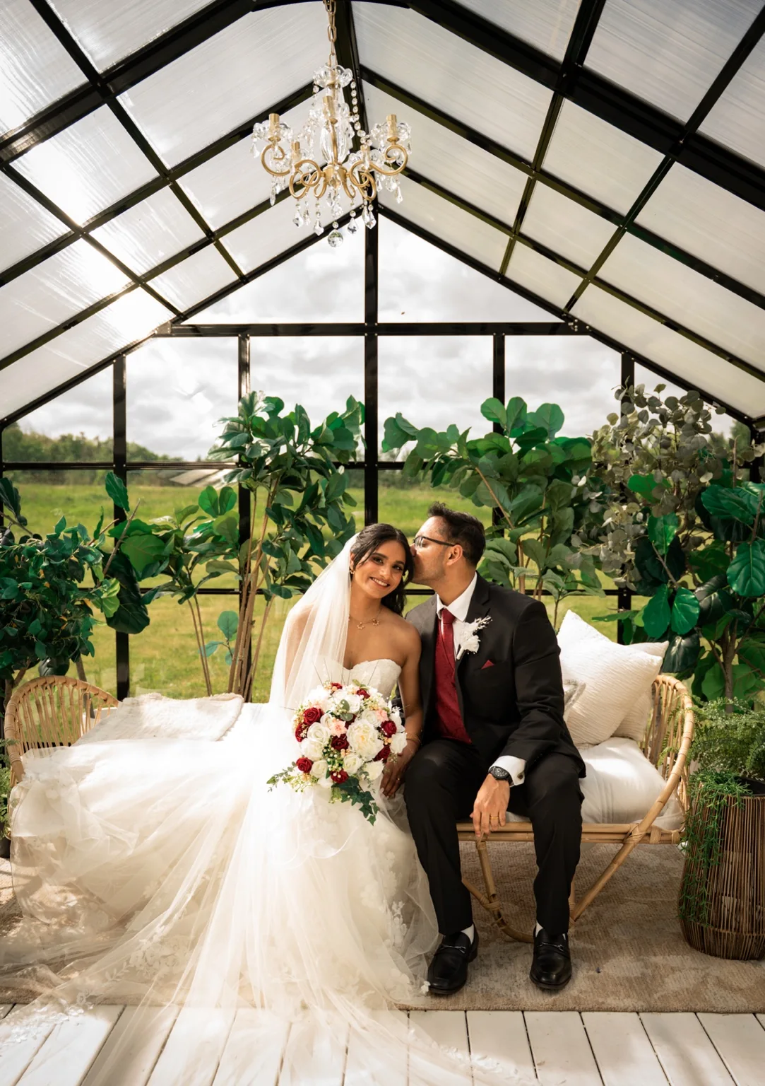 Bride and groom during their wedding portrait session